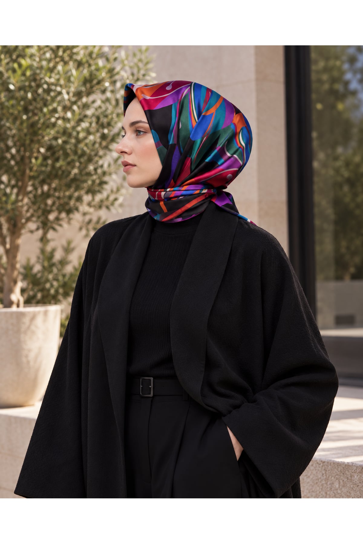 Vera Bella Tivil İpek Eşarp 90x90 - Fuşya