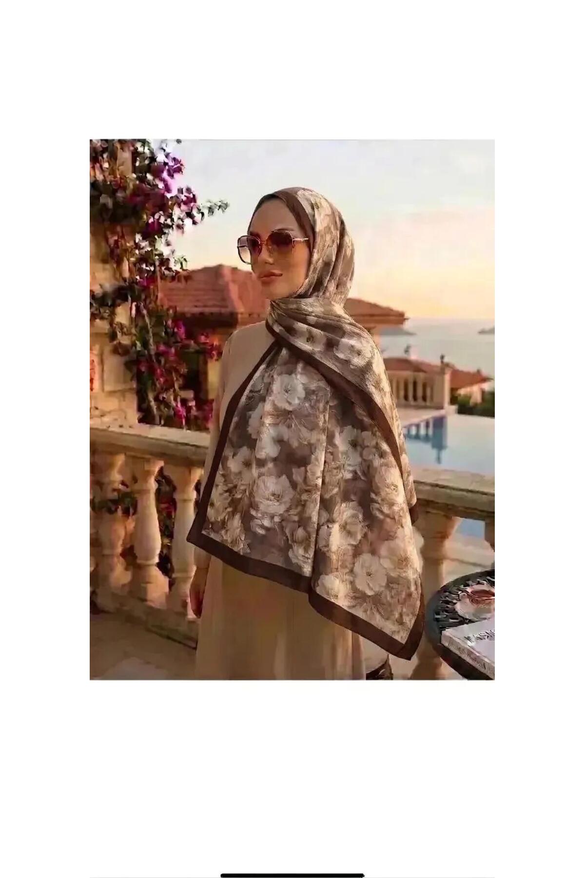 Vera Şal Desen Kıraş Şal 70x180 - Kahve
