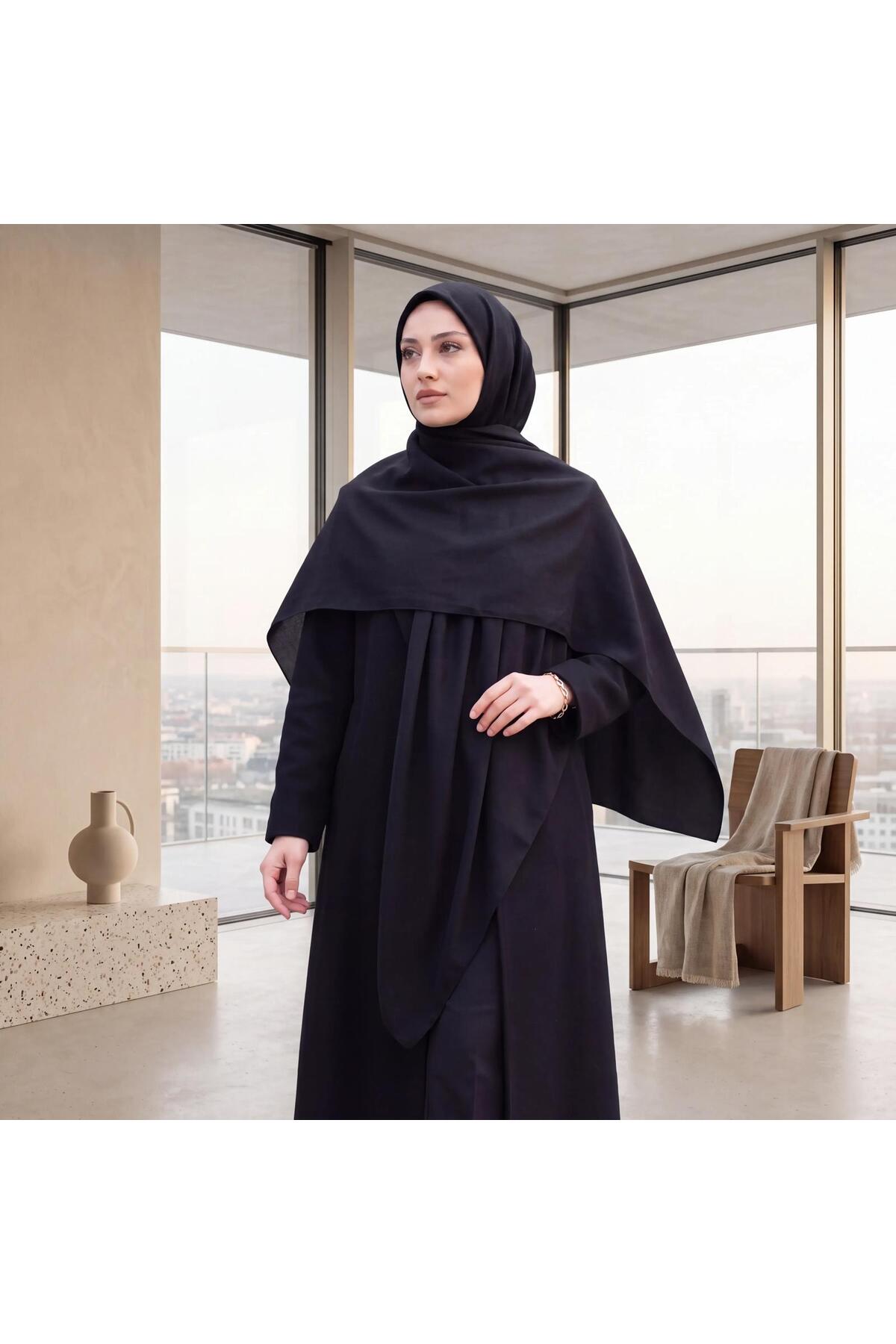 Vera Bella Tivil İpek Eşarp 90x90 - Siyah