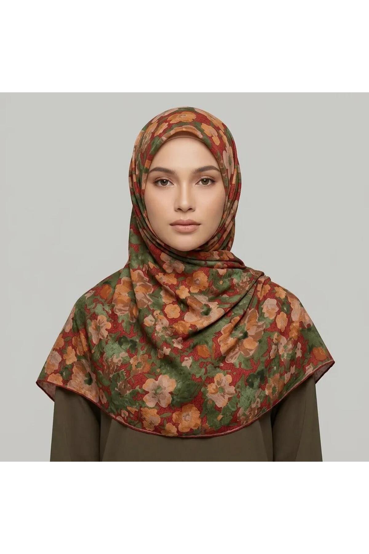 Vera Renkli Şal 70 x 185 - Yeşil Baskılı