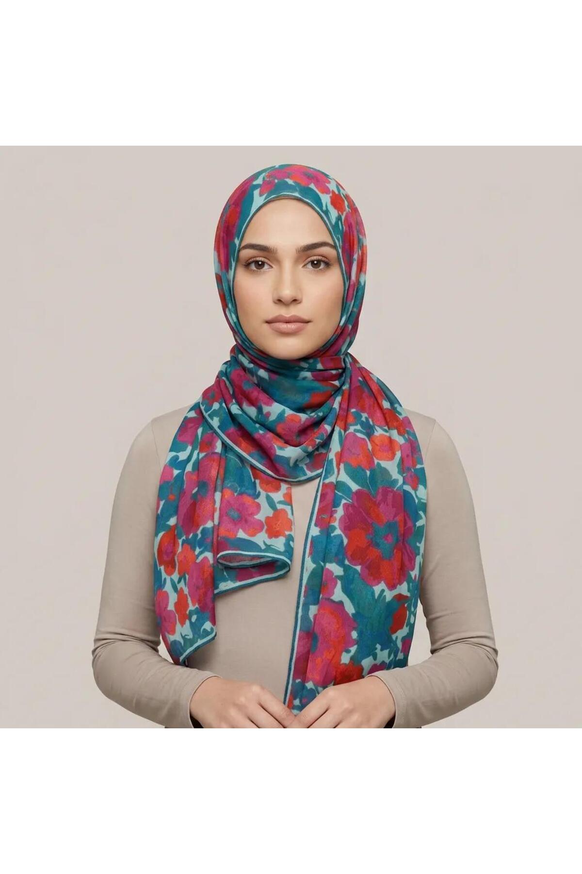 Vera Renkli Şal 70 x 185 - Pembe Baskılı